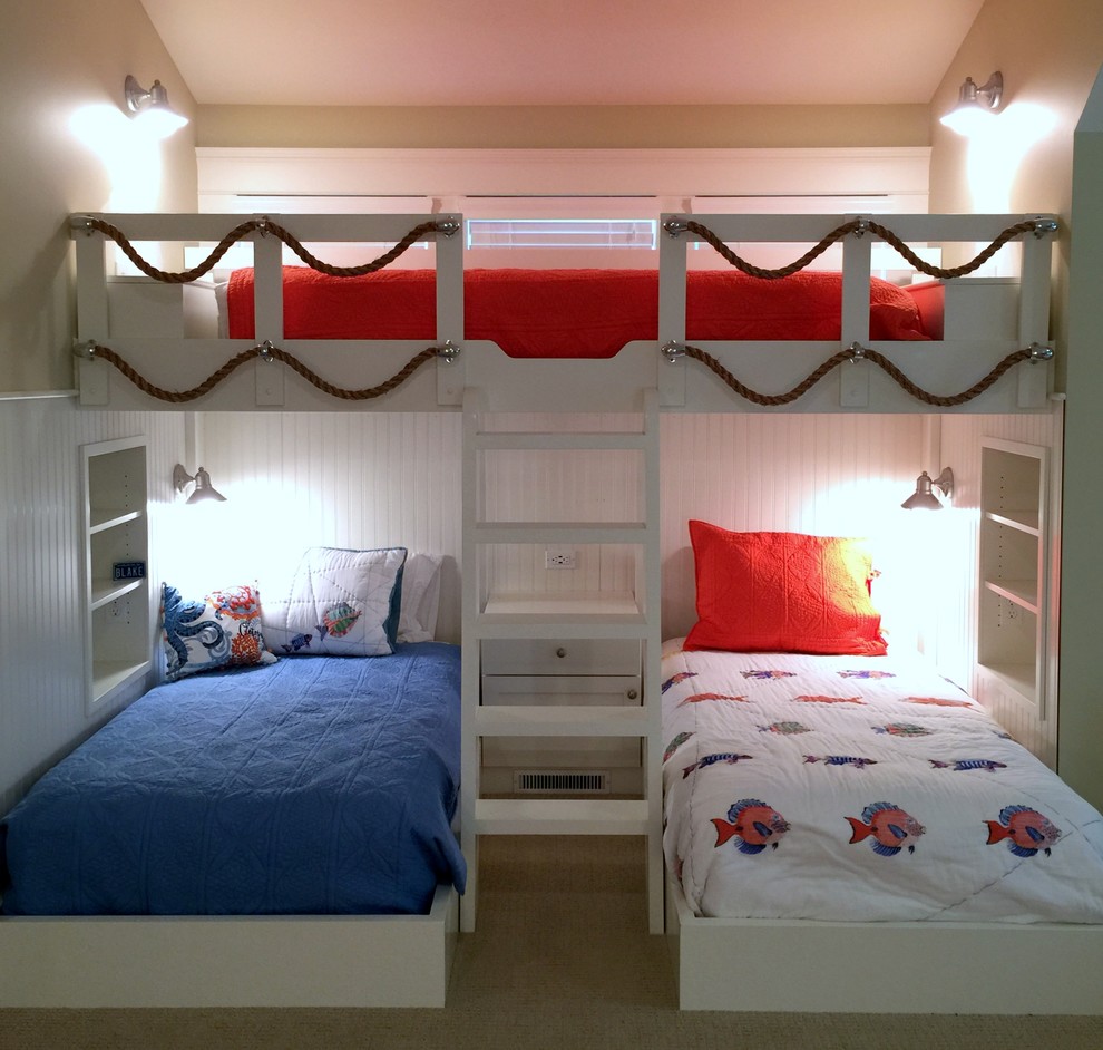 Design ideas for a large beach style gender-neutral kids' bedroom in Other.