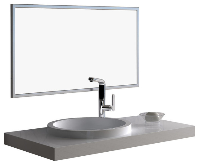 ADM Circular Wall Mounted Sink, White, 35" Contemporary Bathroom