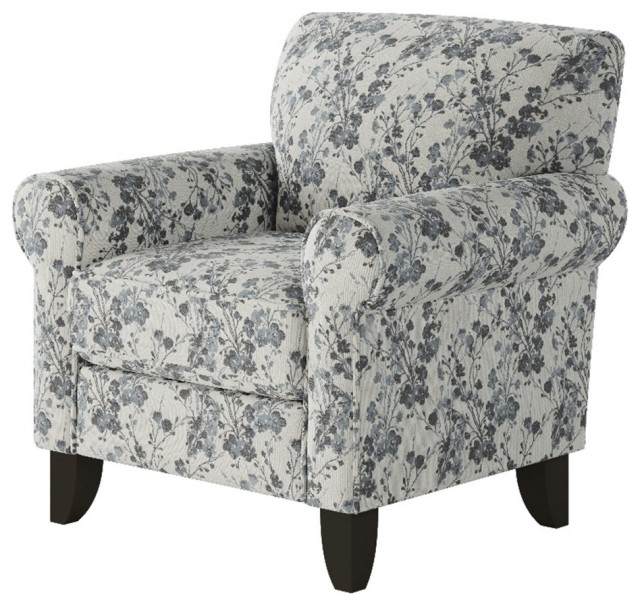 Southern Home Furnishings Freesia Denim Fabric Accent Chair Blue