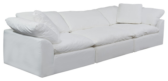 Sunset Trading 3 Piece Slipcovered Sectional Sofa White
