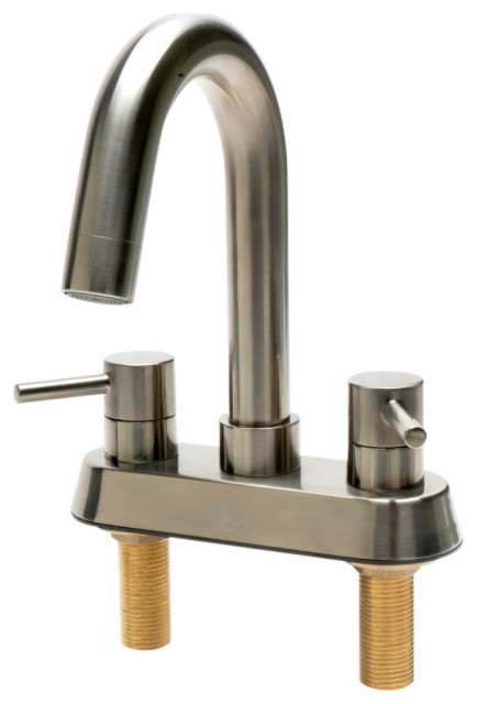 ALFI brand AB1400-BN Brushed Nickel Two-Handle 4'' Centerset Bathroom Faucet