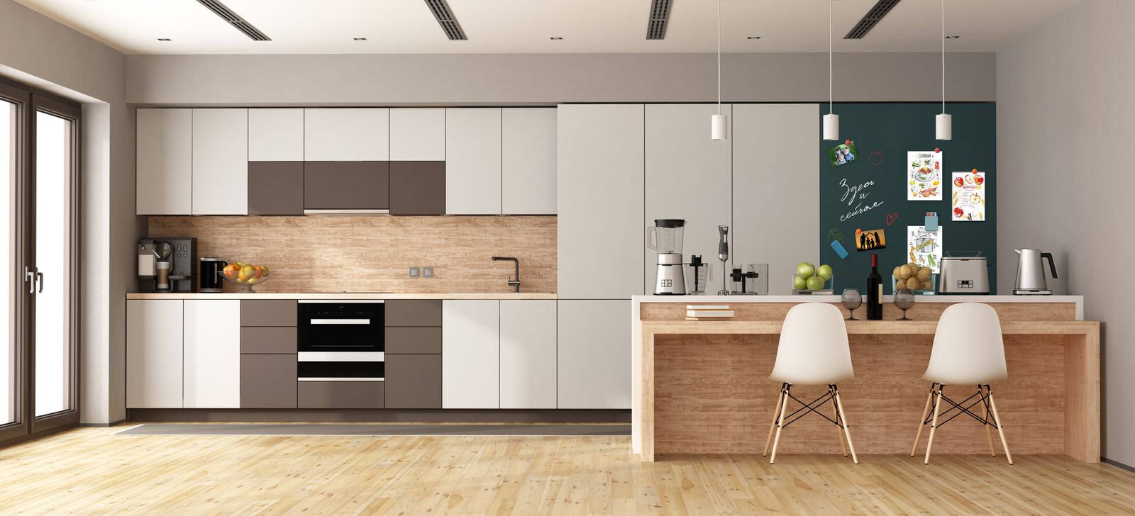 магнитно-меловые обои Uniwall  для интерьера кухни