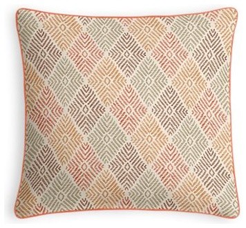 Red & Orange Diamond Block Print Custom Throw Pillow