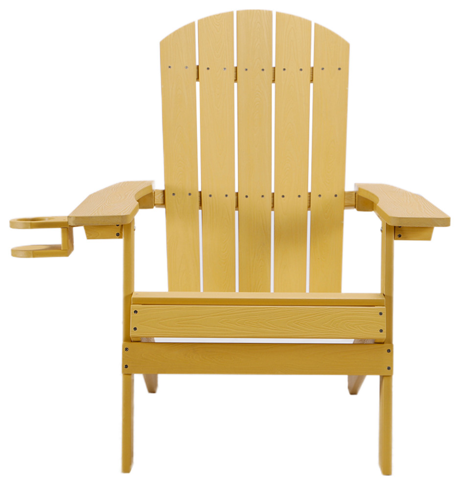 Tranquilo Depot TY1008CUPYLW Folding Yellow Adirondack Chair