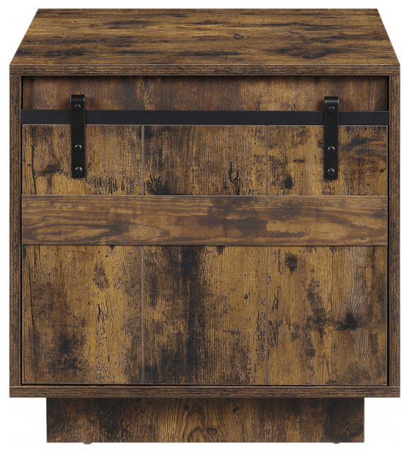 22" Rustic Oak Barn Door End Table Rustic Side Tables And