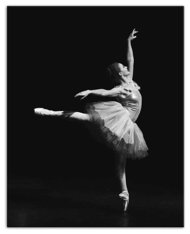 Black and White Ballerina 16"x20" Print on Canvas - Contemporary - Prints  And Posters - by Designs Direct