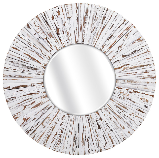 Sadie White Wooden Mirror Living Room