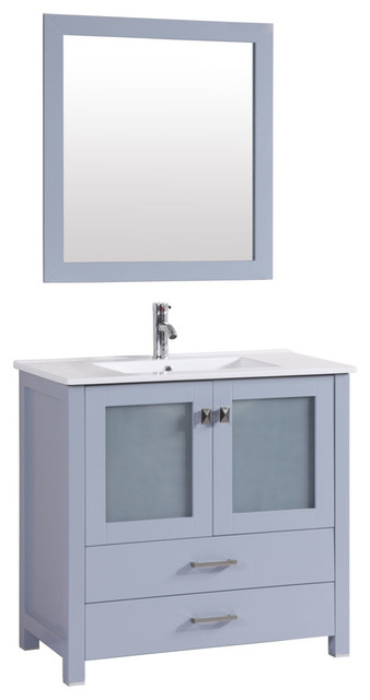 36" Newport Single Modern Bathroom Vanity With Integrated Sink, Gray