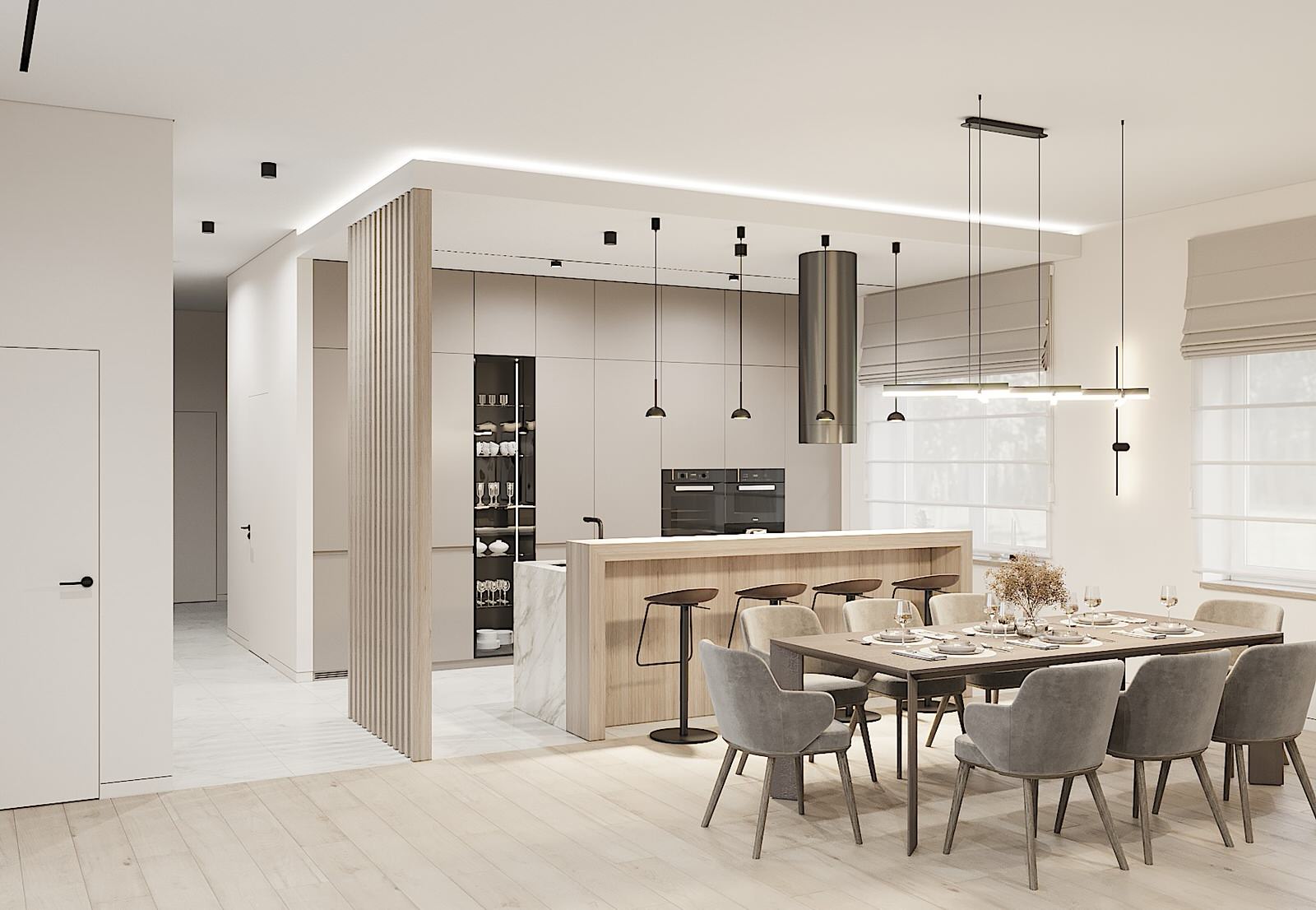 Кухня-гостиная 80м2 в частном доме