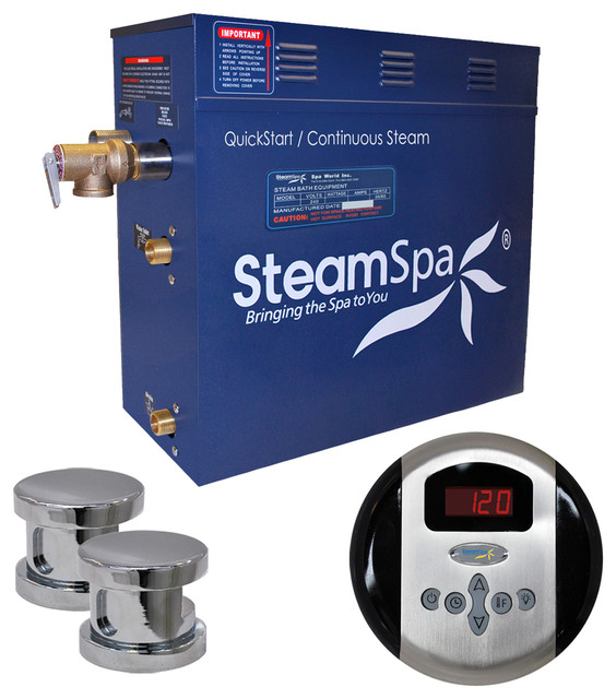 SteamSpa 10.5 KW QuickStart Acu-Steam Bath Generator Package,Polished Chrome