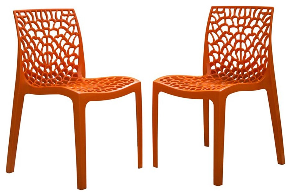 Strata Furniture Karissa Weatherproof Chairs in Orange (Set of 2)