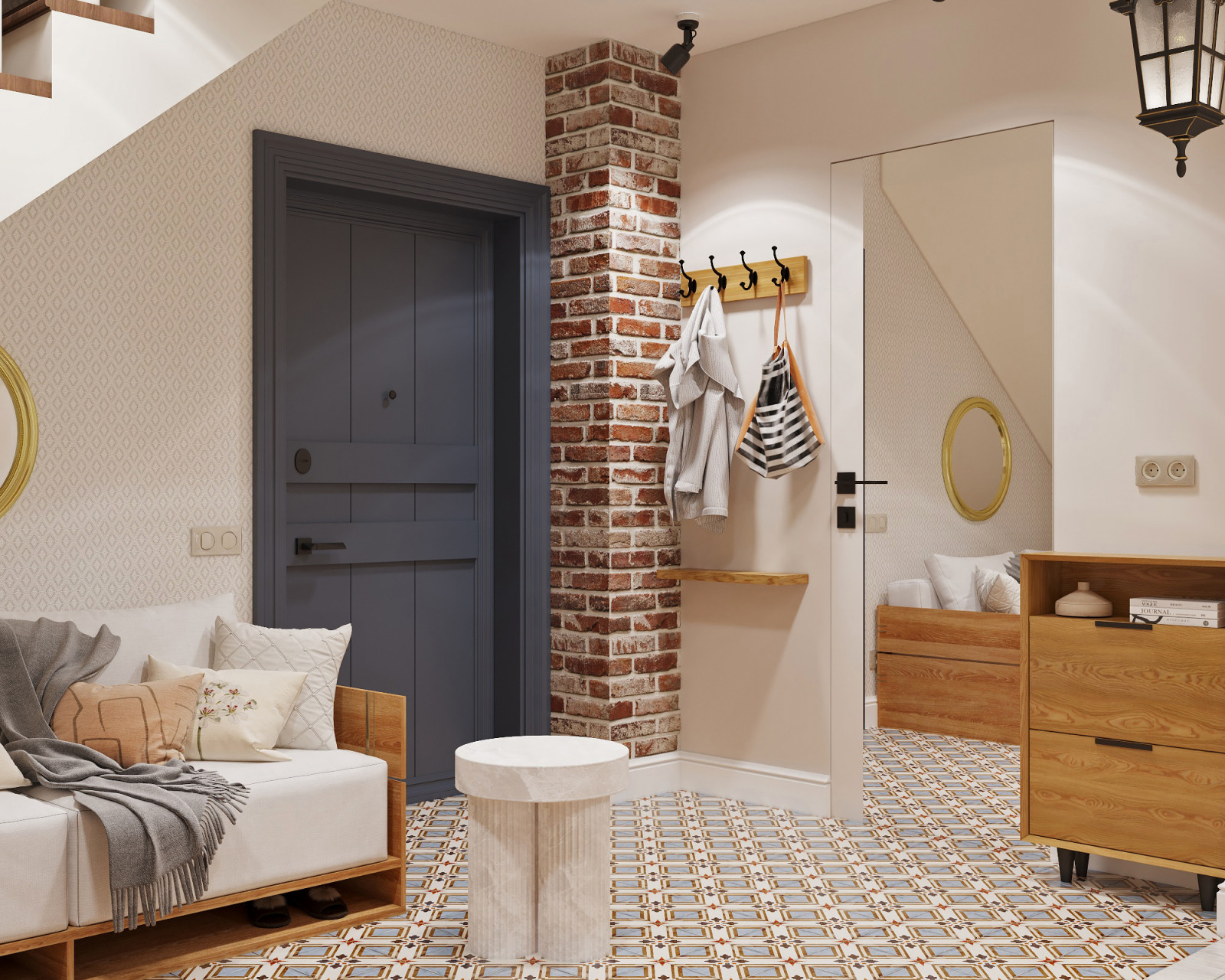 Дизайн проект квартиры с элементами стиля mid-century modern.