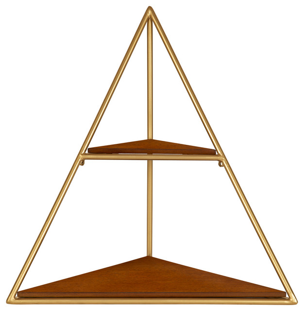 Melora MidCentury Modern Corner Shelf, Walnut Brown 18x18, 18x18