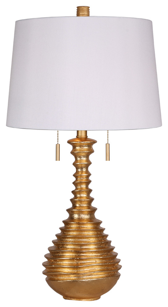 Jameson 27.6" H Gold Sculptural Aluminum Twin Pull Table Lamp with Drum