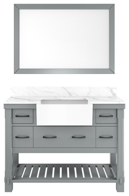 Bathroom Vanity, White Carrara Marble Top,with Sinks,Solid Wood ...