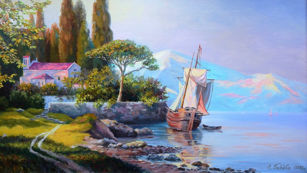 Картина маслом "Средиземноморский пейзаж"