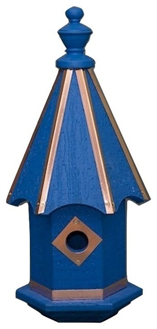 Bluebird Birdhouse, Vibrant Colors With Copper Trim Usa Handcrafted, Blue