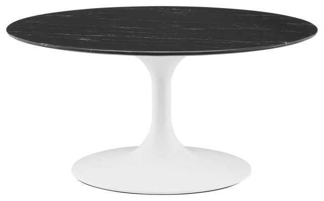 Lippa 36" Artificial Marble Coffee Table White Black -5191