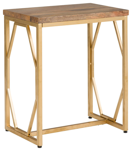Selma Metal and Wood Accent Table Contemporary Side Tables And End Tables by Homesquare