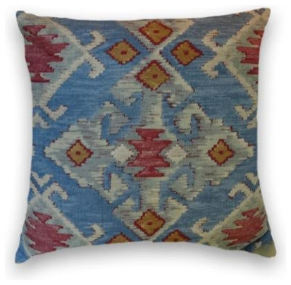 Blue Red Cream Kilim Throw - Traditional - Decorative Pillows - by Cody & Cooper Designs