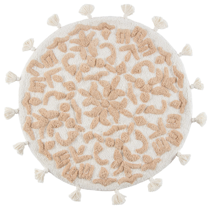 cambridge round tufted bath mat with tassels