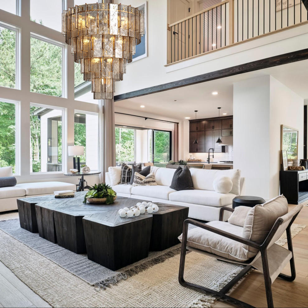 Modern Tiered Smoke Glass Chandelier for Double-Height Interiors ...