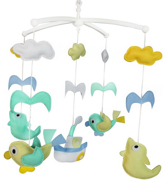 Room Decor Baby Wind-up Crib Mobile Handmade Gift Cute Birds