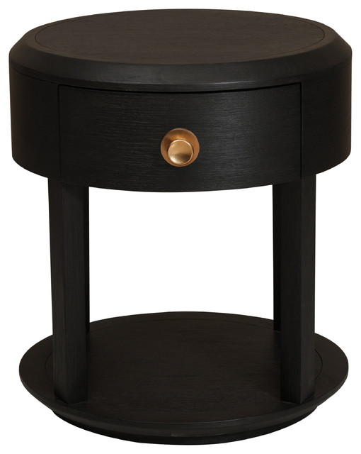 Modern Minimalist 1 Drawer Nightstand Tuxedo Black Transitional Nightstands And Bedside Tables By Homefare