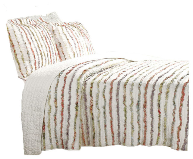 Greenland Home Bella Ruffle Quilt Set Full//Queen