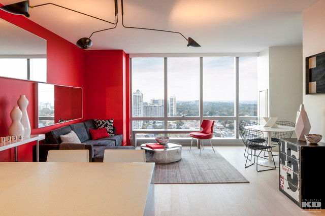 Red, Black And White Interiors: Living Rooms, Kitchens, Bedrooms