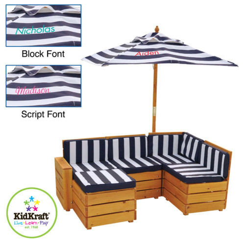 Kids Personalized Outdoor 5 Piece Sectional Seating Group with Cushions