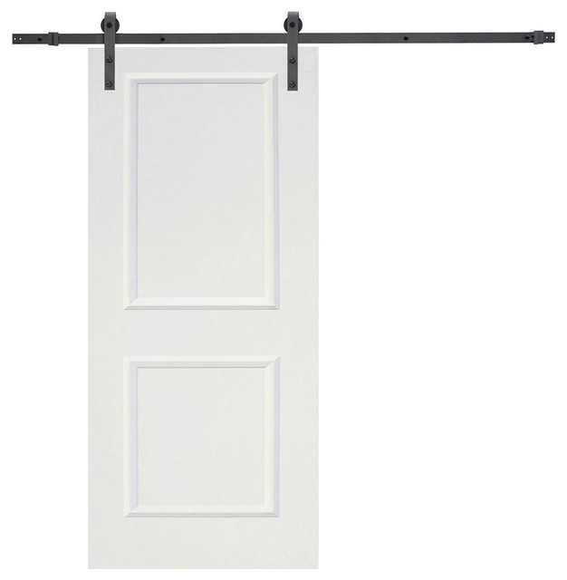 6 Sliding Barn Door Hardware Set With 36 Wide White Wood Slab
