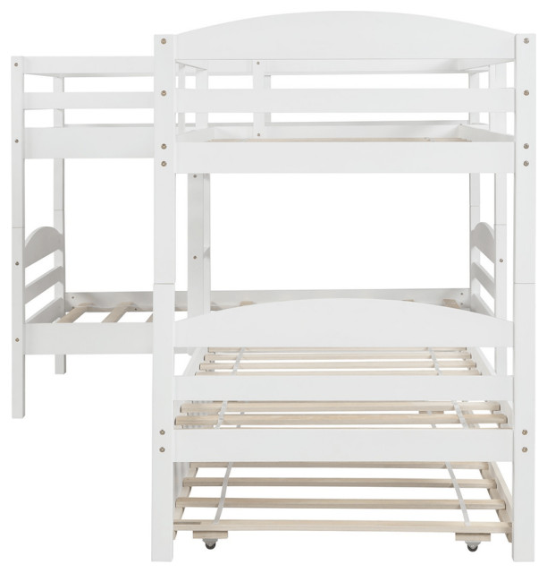 White Twin Contemporary Manufactured Wood and Solid Wood Bunk Bed