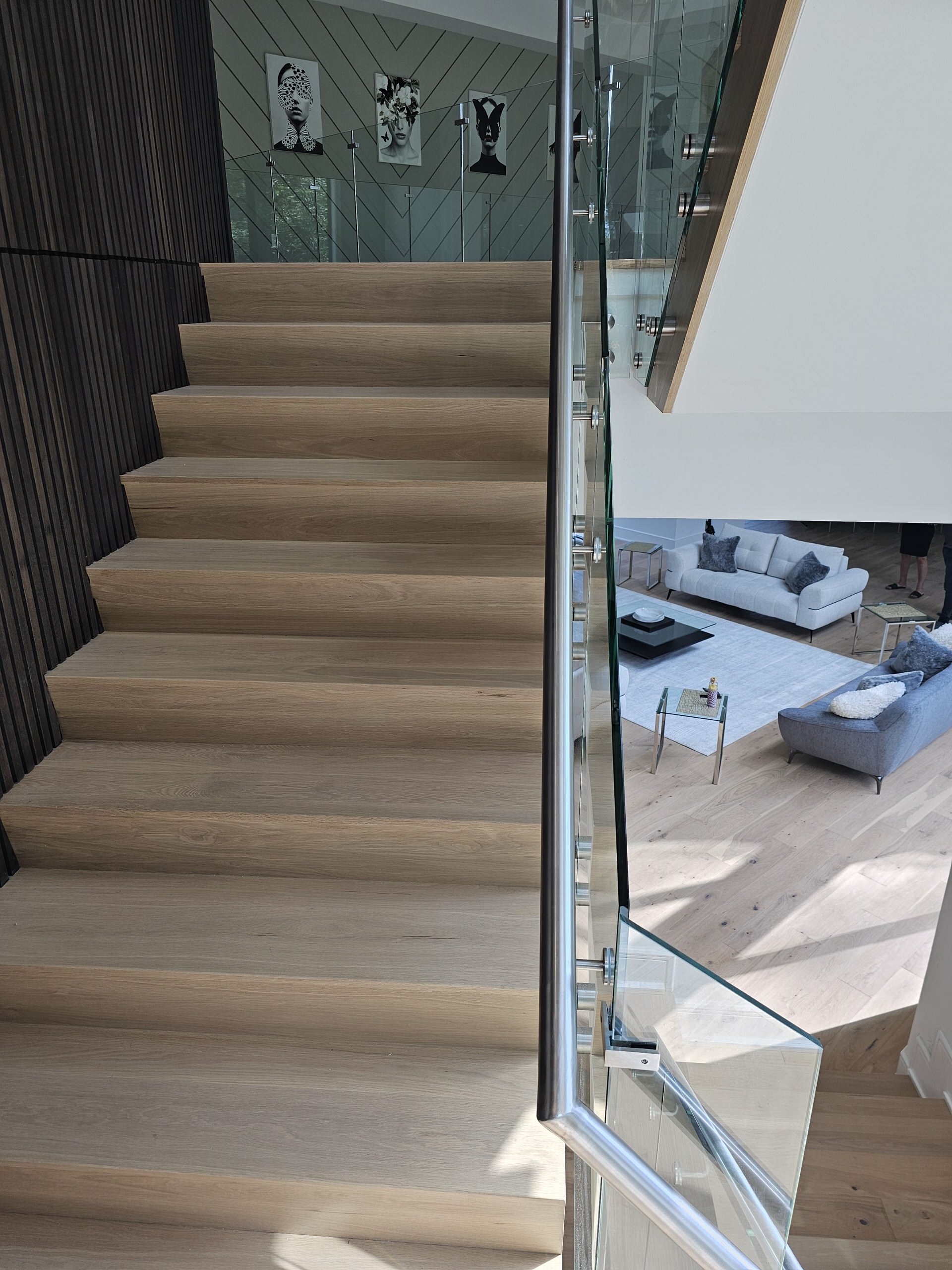 129_White Oak Slanted Riser Modern Stair, Mclean, VA 22102