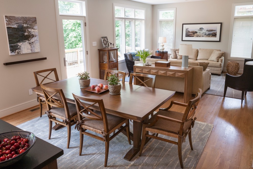 Design ideas for a transitional open plan dining in DC Metro.