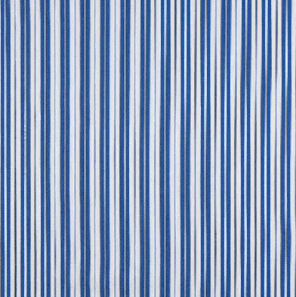 Blue, Ticking Stripe Indoor Outdoor Marine Acrylic Upholstery Fabric By The Yard