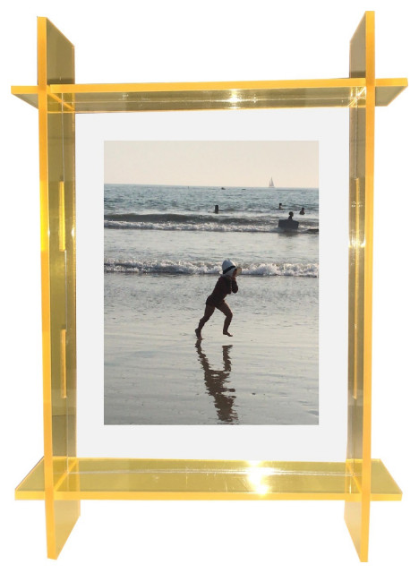 Lucite 5x7 Frame, Neon Yllw/Clear
