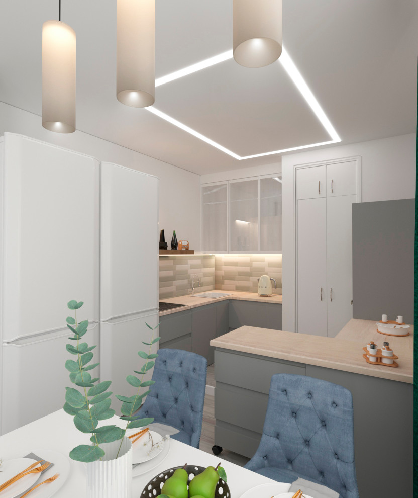 Трехкомнатная монохромная квартира для семьи с двумя дочками.