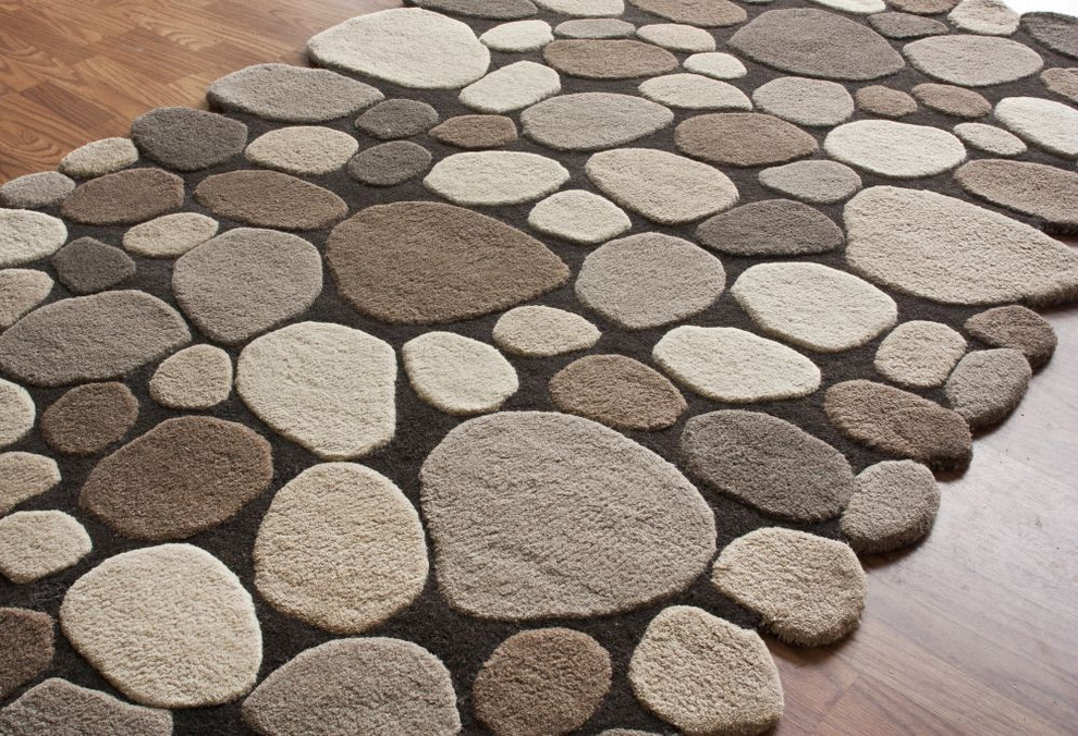 Handmade Wool Pebbles Cobblestone Rug, Natural, 8'6"x11'6