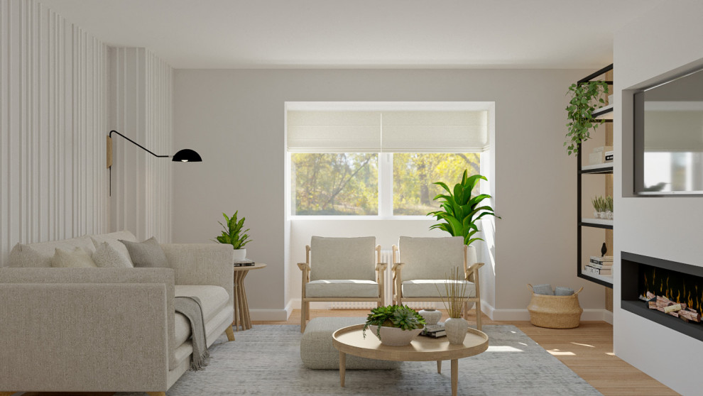 Источник вдохновения для домашнего уюта: гостиная комната среднего размера в скандинавском стиле