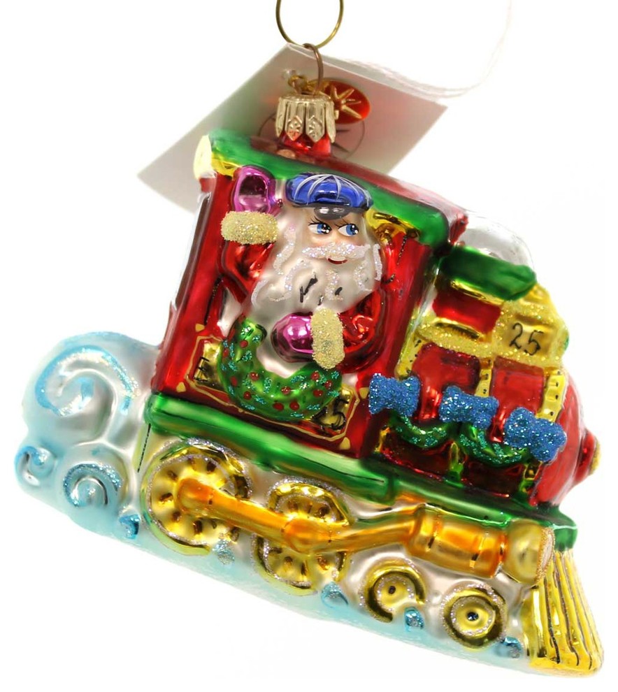 Christopher Radko North Pole Junction Blown Glass Ornament Train