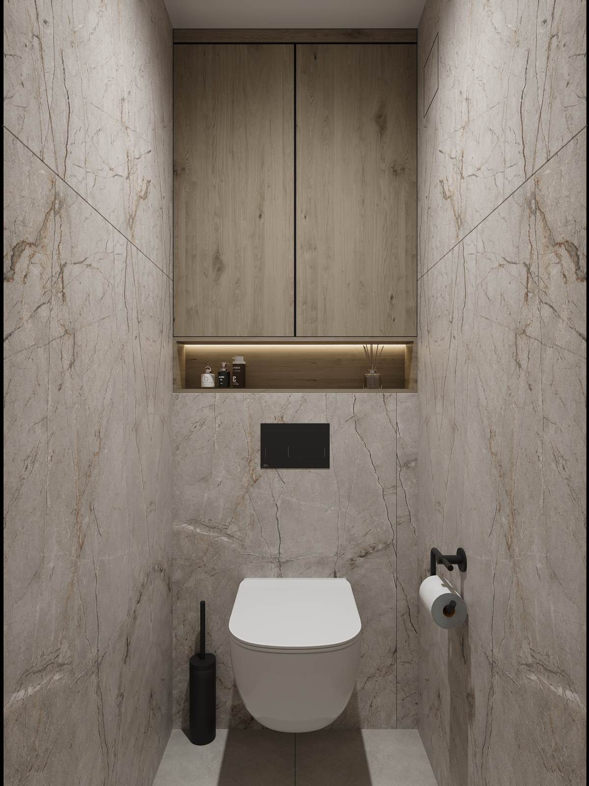 Дизайн санузла в теплых тонах