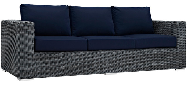 Modway Summon Outdoor Patio Sunbrella Sofa, Canvas Navy