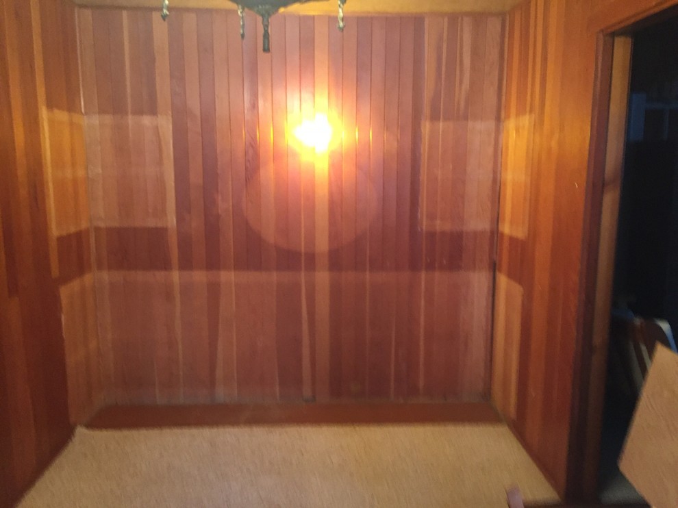 How to fix faded areas on stained wood walls