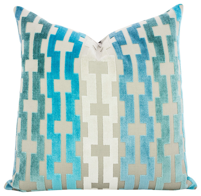 Mumbai Ikat Pillowcase Blue Mediterranean Decorative Pillows Blue Mediterranean Decorative Pillows