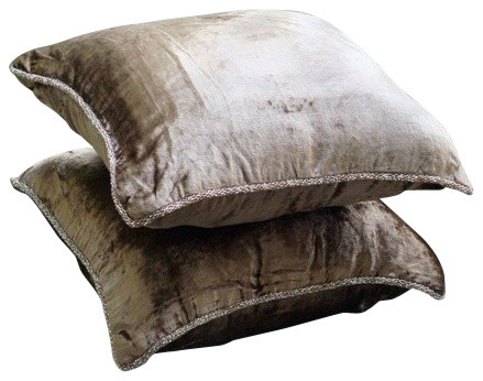 Brown Velvet Solid Color Decorative Pillow Cover Choco Shimmer