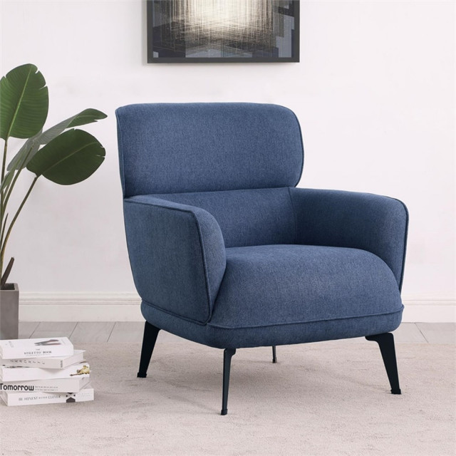 Pemberly Row Transitional Fabric Upholstered Accent Chair in Blue ...