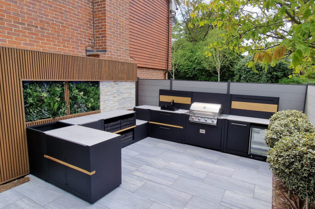 Outdoor kitchen in Besscarr, Doncaster contemporary-courtyard