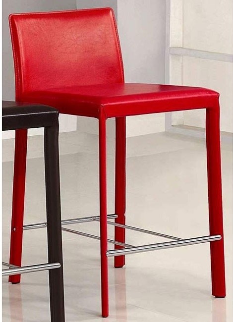 Euro Design Red Leather Counter Stools (Set of 2)