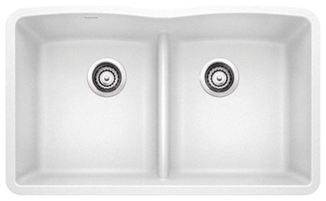 Blanco Diamond Silgranit Low-Divide Undermount Kitchen Sink, White